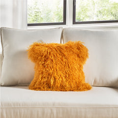 Mongolian Lamb Fur Throw Pillow - New Colors and New Sizes in 16 x 16 inches
