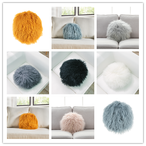 Round mongolian fur hot sale pillow