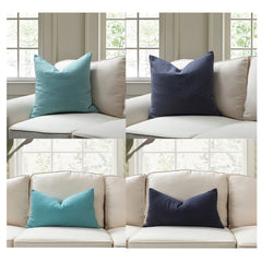 New! - All Solid - Seattle Solid Pillow  - 35% Linen 65% Cotton - Knife Edge - Sizes are in14 x 20 and 20 x 20 inches