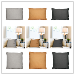 All Solid - Seattle Solid Pillow - Linen/Polyester Blended - with Self-fabric Piping -Four Sizes Options