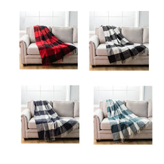 Buffalo Check Throw - Big Check and Bigger Size - 50 x 70 inches with 4 inches fringe - 4 New Colors