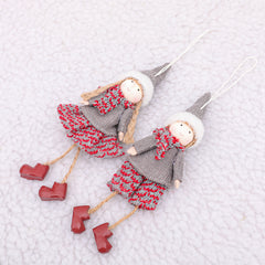 Ornaments - Boy and Girl with Knit Hat/Scarf/Sweater/Dress - Set of 2 ( One Boy + One Girl)
