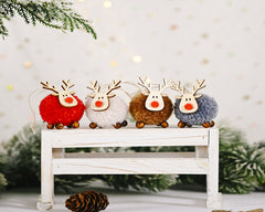 Ornaments - Cartoon Moose with Assorted 4 Colors - Set of 4