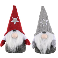 Gnomes - Red and Grey Hat with Glitter Star - Price in set of 2
