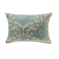 Florence Floral with Jacquard on Blue Base Throw Pillow - Two Size Options - 2022 New Collection