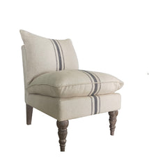 Sasha Slipper Chair - SKU: HTAC0000SASL4201 - Base color in Linen with Navy Strip