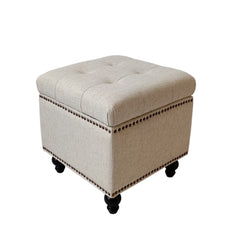 17" Beckenham Storage Cube Ottoman - SKU: HTOT0000BKHOW - Color off white - Stock Arrived