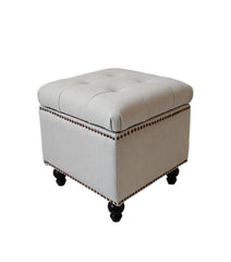 17" Beckenham Storage Cube Ottoman - SKU: HTOT0000BKHWT - COLOUR WHITE- Stock Arrived