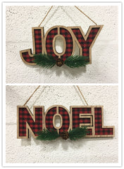 Christmas Ornament - Buffalo Check Black and Red - Noel and Joy - Set of 4
