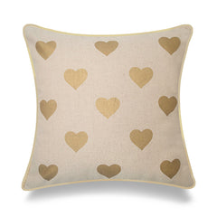 Love & Heart Throw Pillow - Pillow Cover Only-Gold and Silver Prints