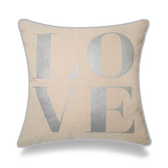 Love & Heart Throw Pillow - Pillow Cover Only-Gold and Silver Prints