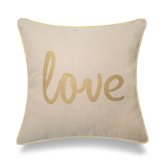 Love & Heart Throw Pillow - Pillow Cover Only-Gold and Silver Prints