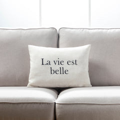 Laval Throw Pillow - French Quotes - Size 14 x 20 inches and 18 x 18 inches
