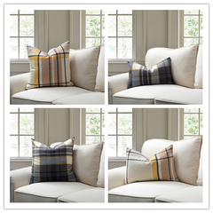 New ! - Manhattan Check Throw Pillow - Two Color and Two Size Options