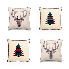 Collection Edinburgh - Plaid Applique Pillow with Different Pattern