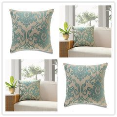 Florence Floral with Jacquard on Blue Base Throw Pillow - Two Size Options - 2022 New Collection