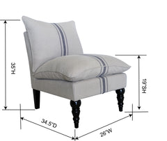 Sasha Slipper Chair - SKU: HTAC0000SASL4201 - Base color in Linen with Navy Strip